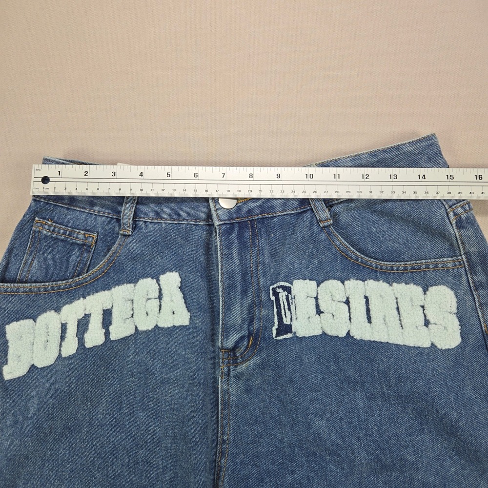 Bottega Desires Denim Shorts Chenille Patch Raw Hem Blue Mens Size L - Picture 13 of 15
